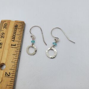 Sterling Silver Dangle Earrings with Blue Beads 925